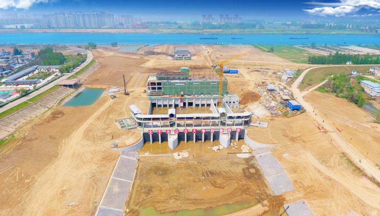安徽水利蚌埠靚淮河龍子河口綜合樞紐布置工程。安徽建工集團(tuán)供圖
